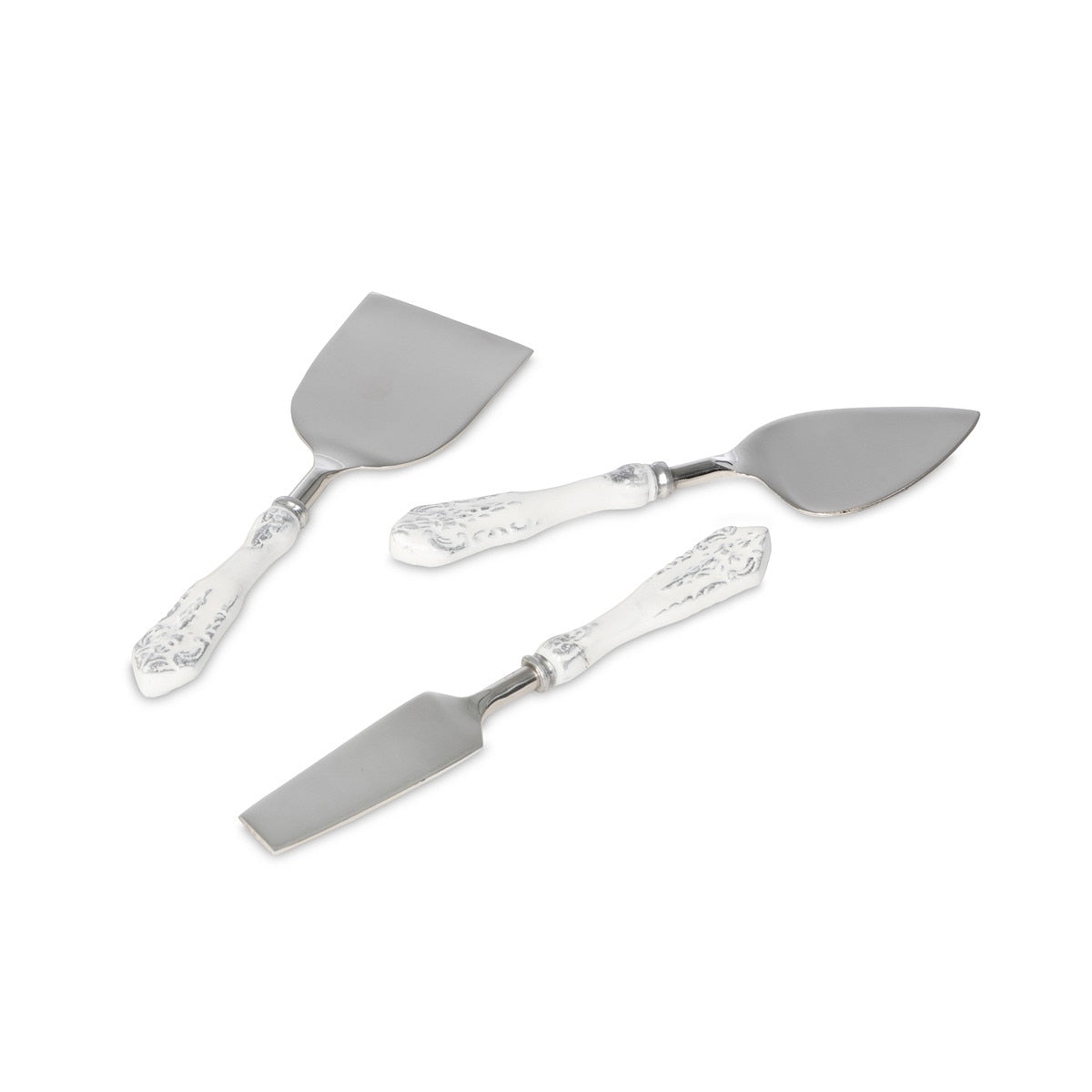 Milk Bucket White Embossed Enamel Cheese Servers, Set of 3 style shot 2