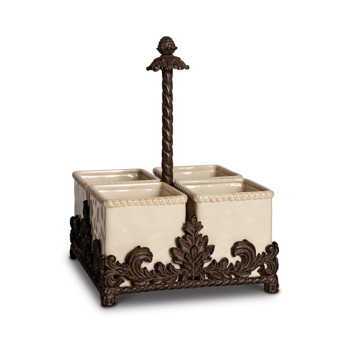 Acanthus Stoneware Flatware Caddy, Set of 4 with Base style shot 1