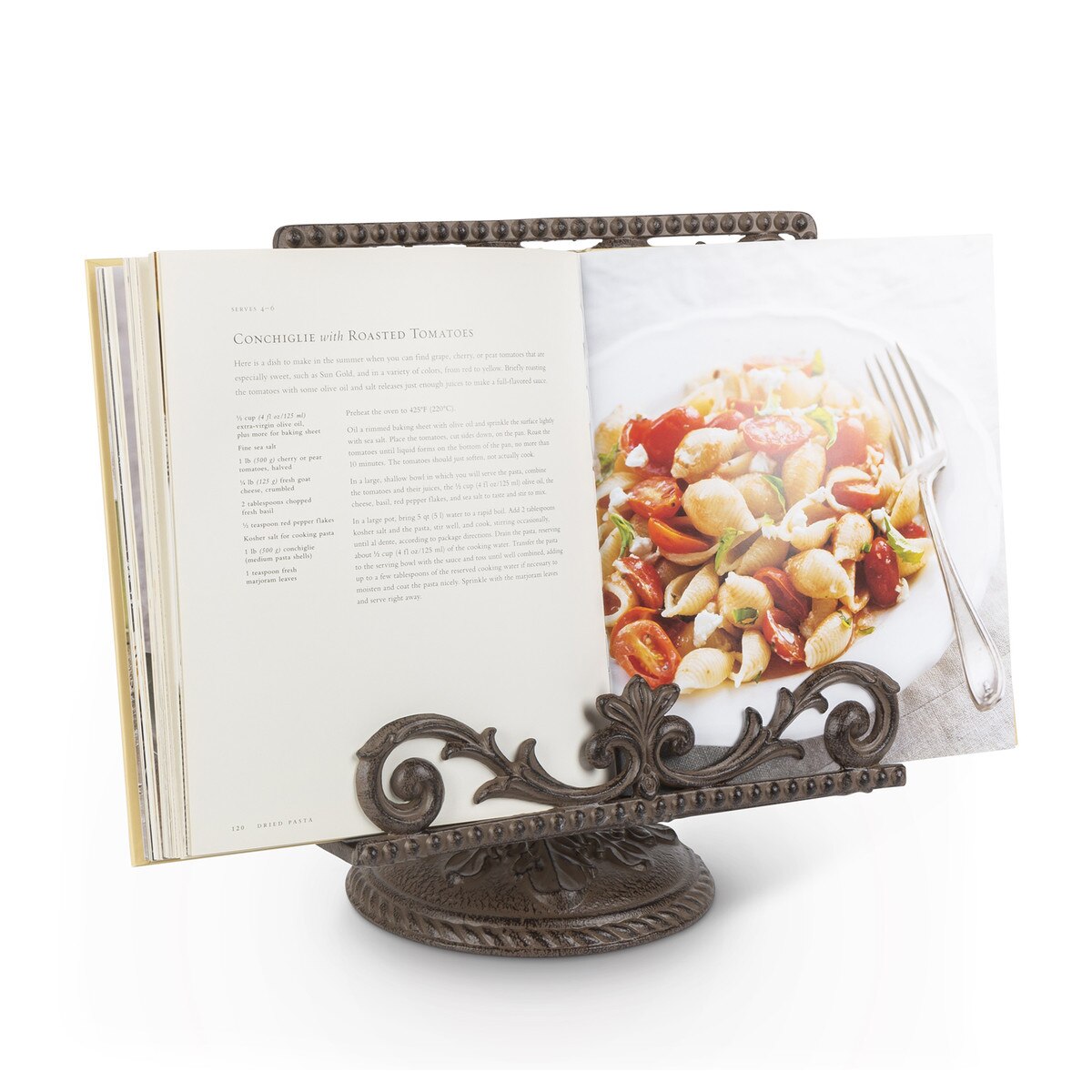 Acanthus Cast Aluminum Cookbook Holder style shot 2