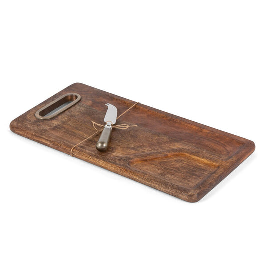 Mango Wood Cutting Board with Cheese Knife, 16" style shot 1