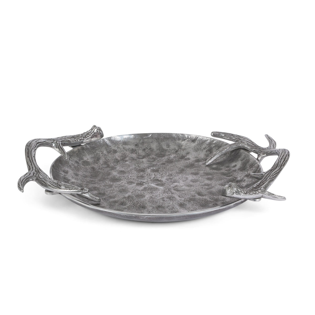 Cast Aluminum Hammered Round Tray, 20" style shot 1