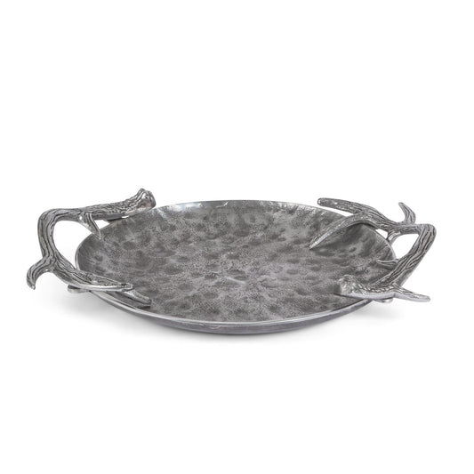 Cast Aluminum Hammered Round Tray, 20" style shot 1