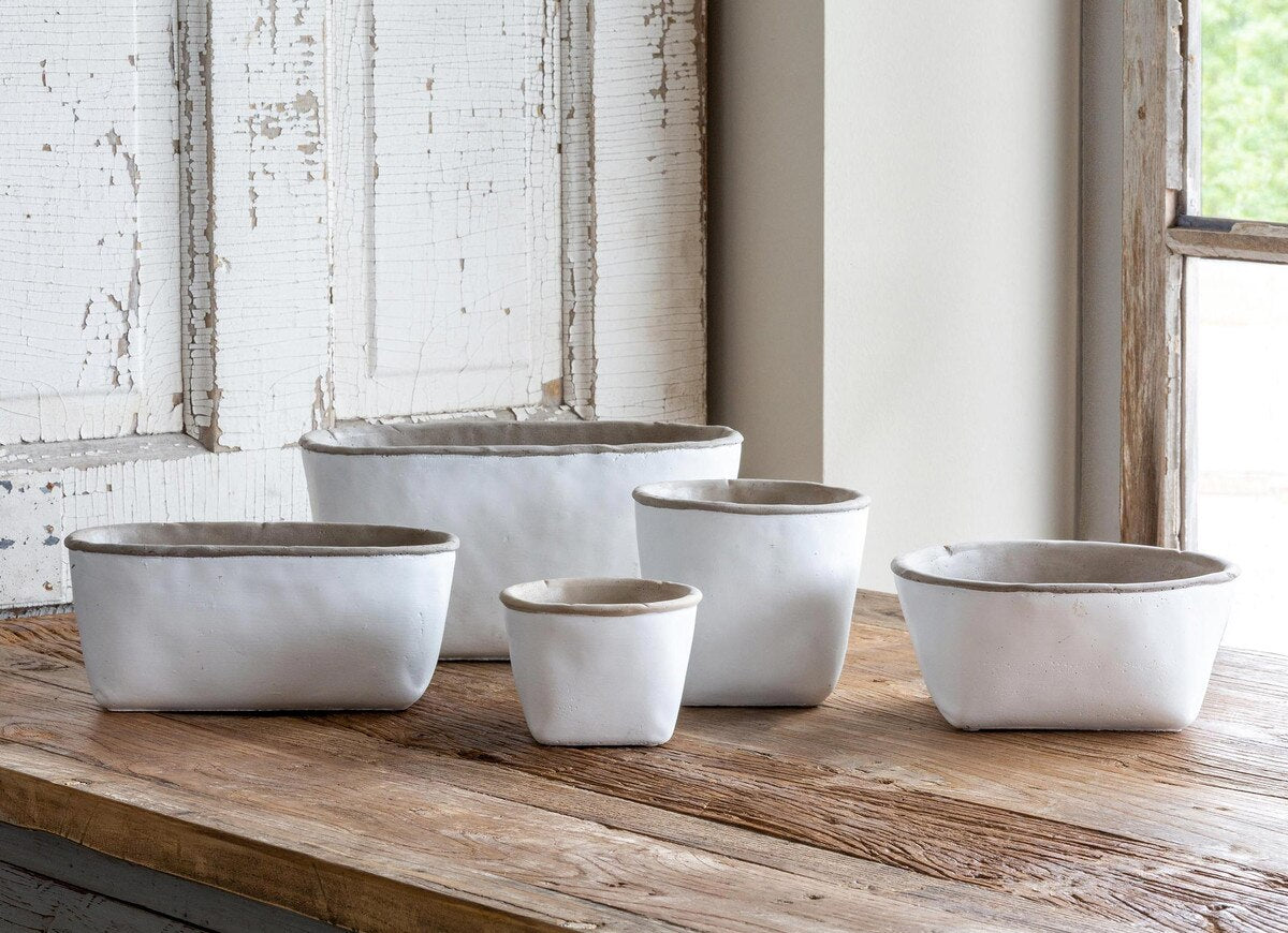 Orchard White Cement Planter, Small style shot 1