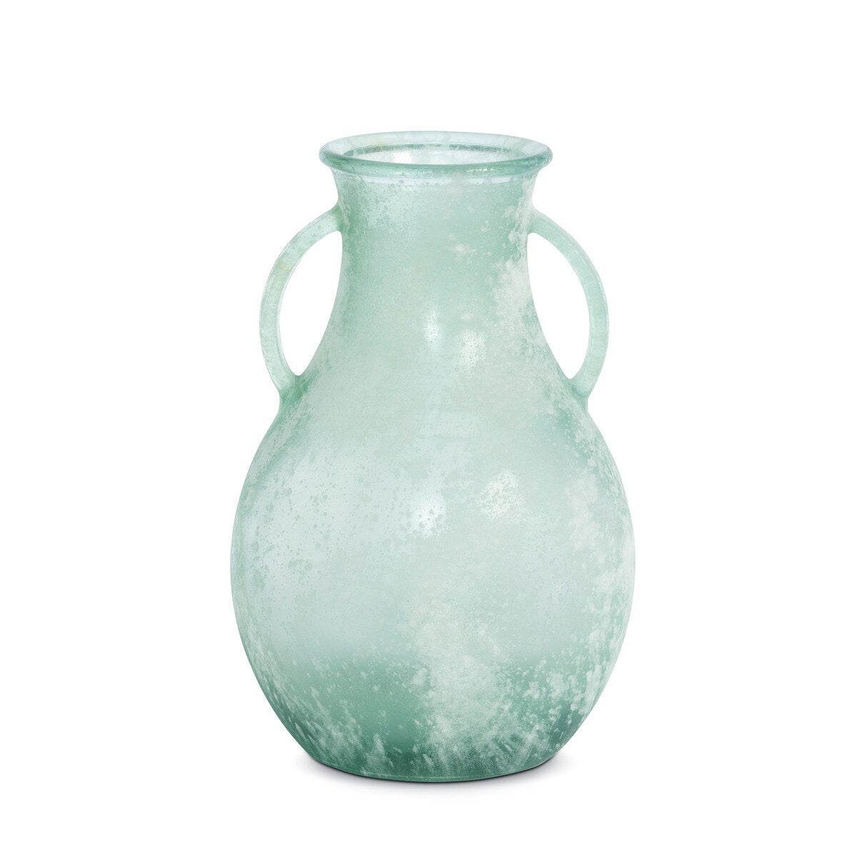 Glass Vase with Handles, Frosted Seafoam, Large style shot 1