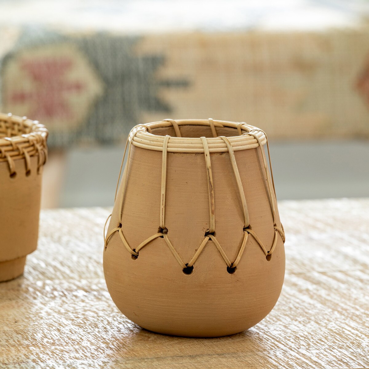 Terra Cotta Woven Vase style shot 2