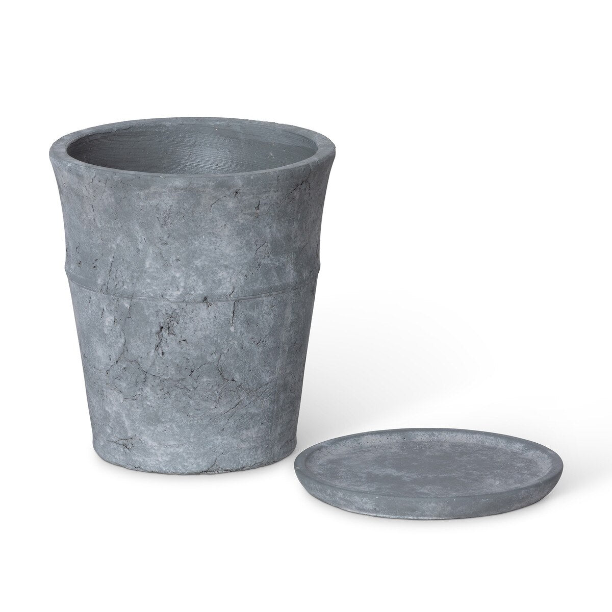 Meyer Cement Garden Pot w/ Tray, 8.5" style shot 2