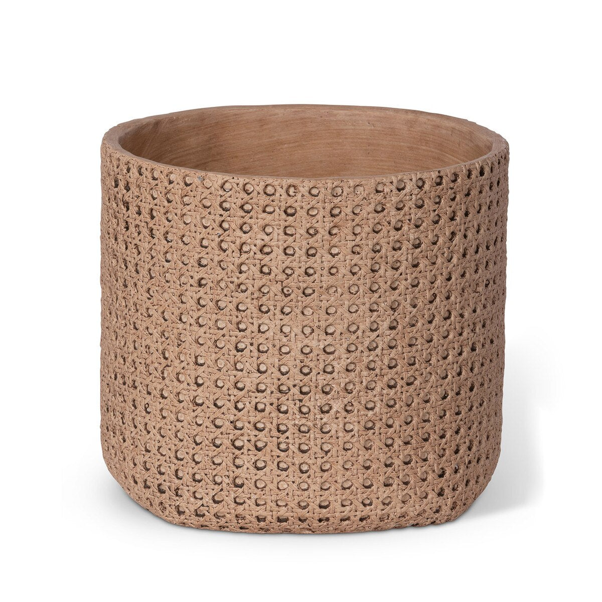 Cane Relief Pattern Cement Pot, 10.25" style shot 1
