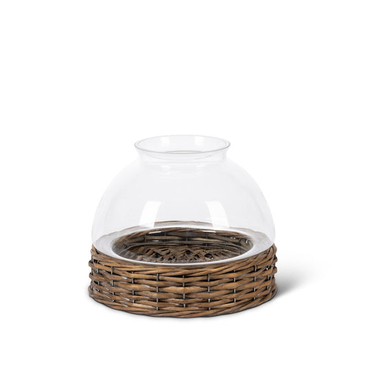 Glass Dome with Rattan Base, 9.5" style shot 1