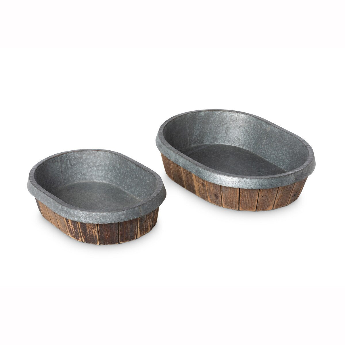 Galvanized Lined Wooden Oval Trays style shot 1