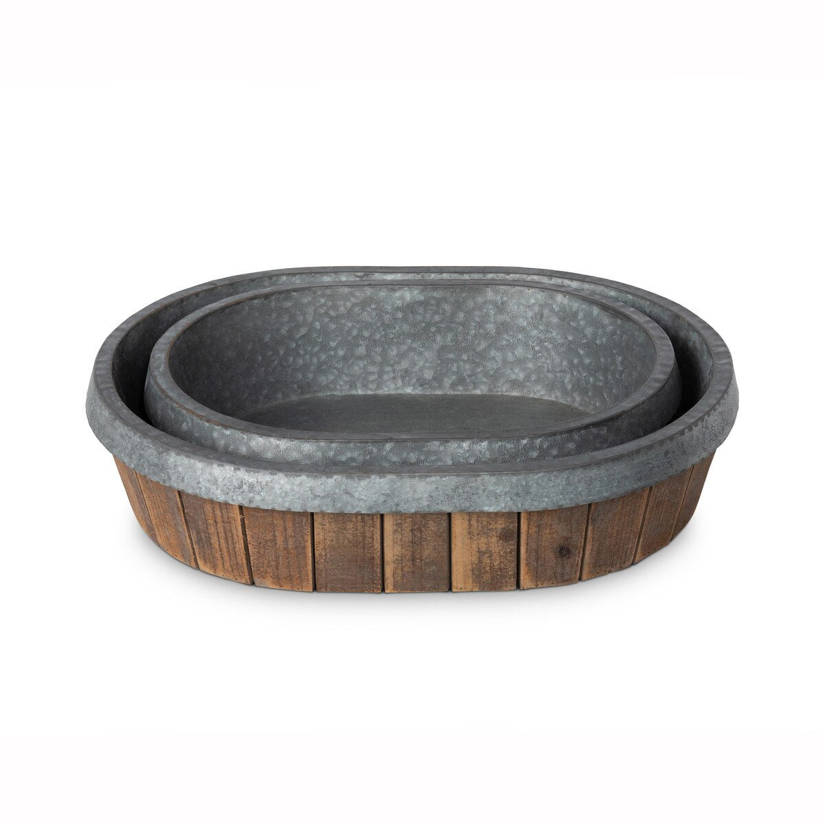 Galvanized Lined Wooden Oval Trays style shot 2