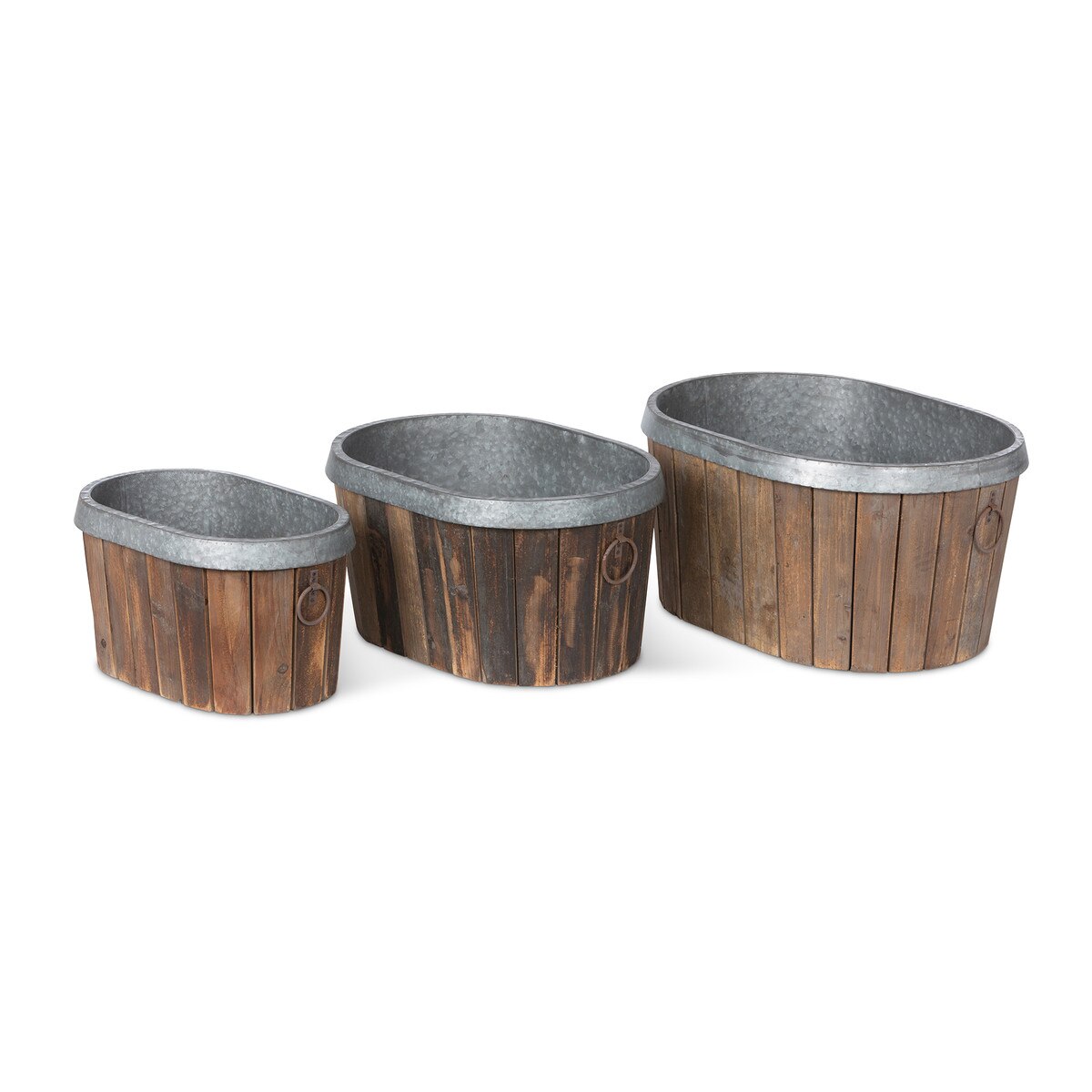 Galvanized Wooden Oval Tub style shot 1