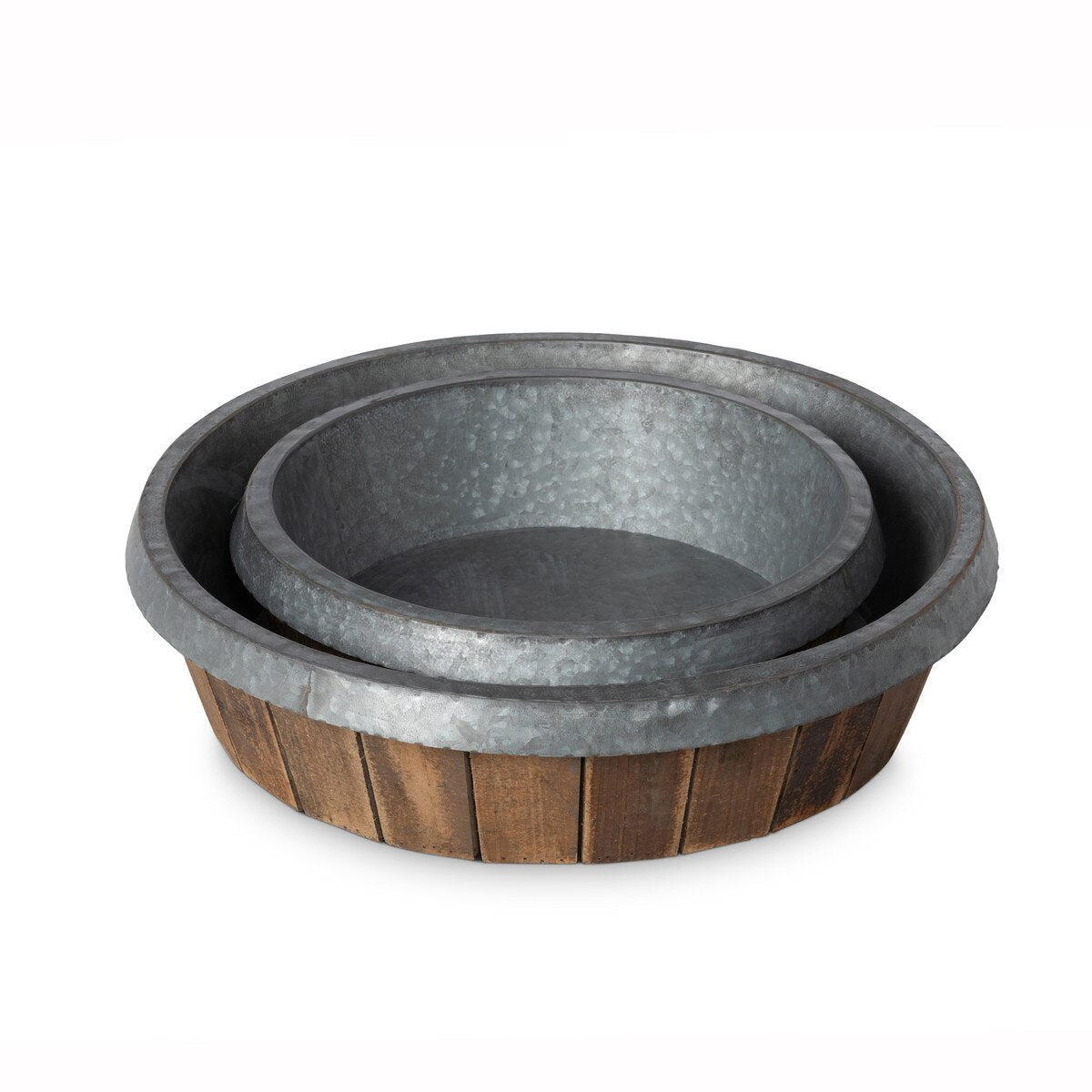 Galvanized Lined Round Wooden Trays style shot 2