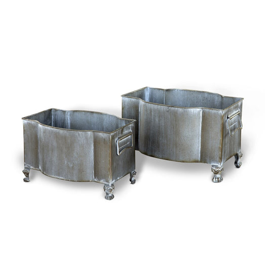 Handsome Footed Metal Planter, Set of 2 style shot 1