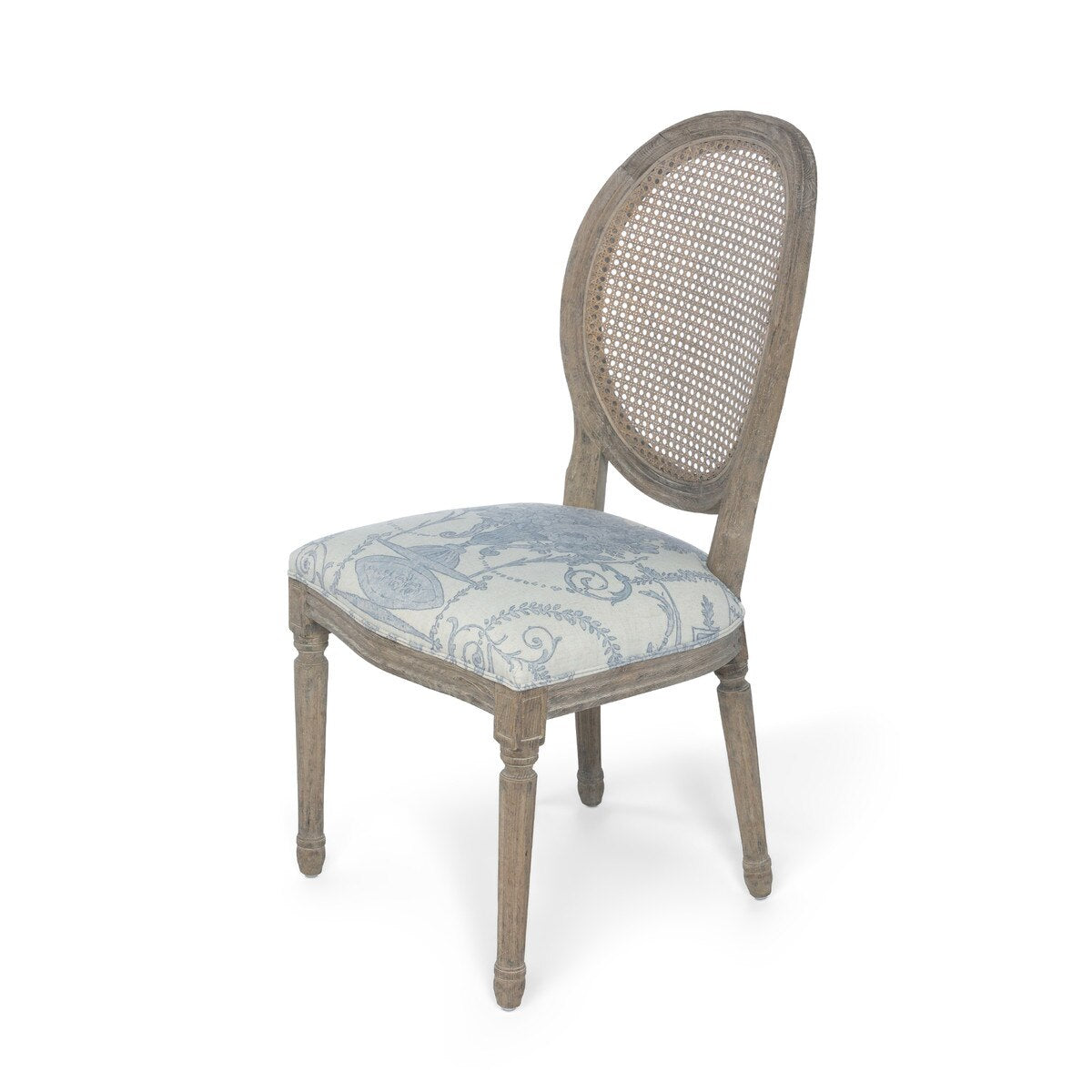 French Blue Bouquet Cane Back Dining Chair style shot 1