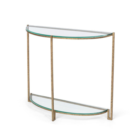 Naomi Iron and Glass Demi Lune Table style shot 1