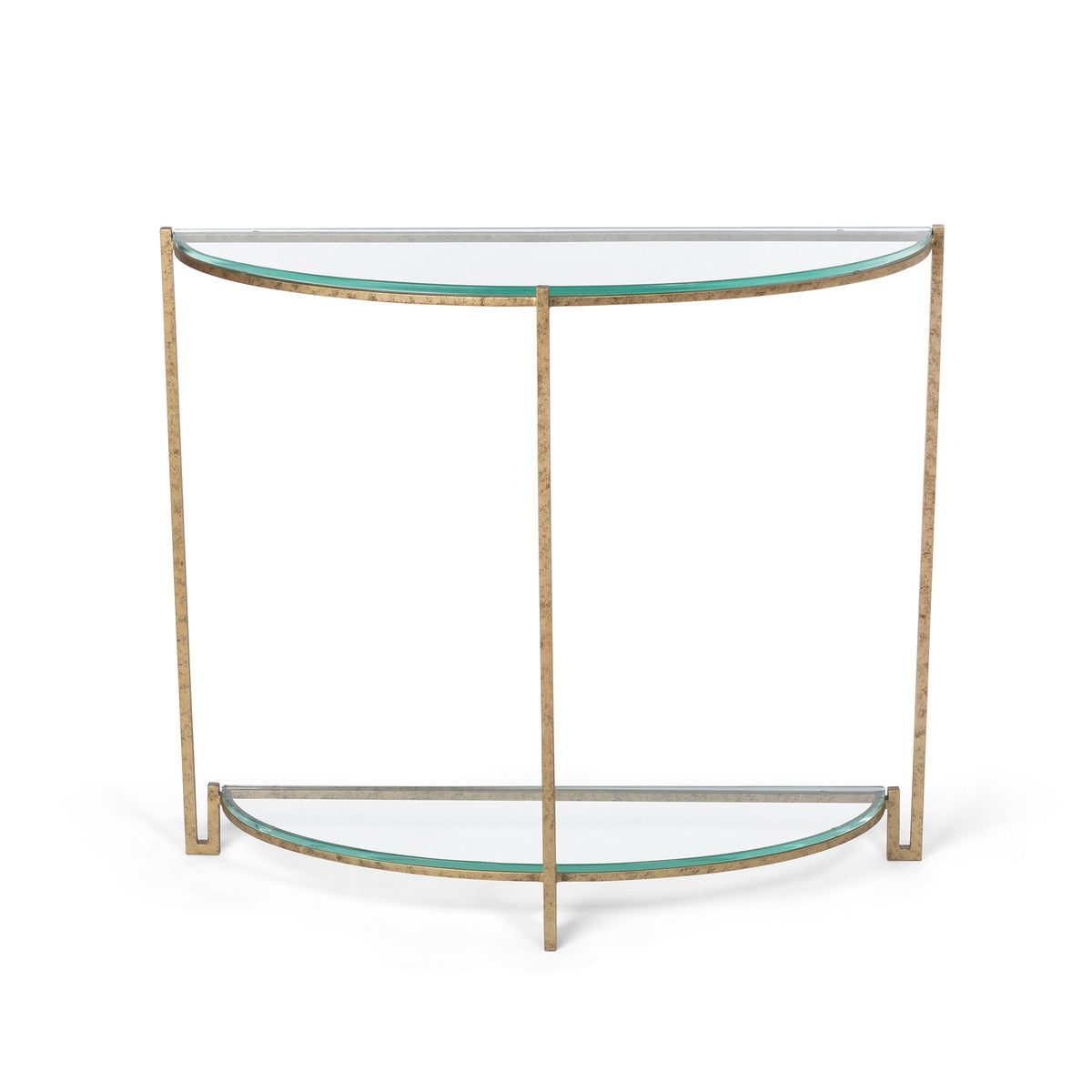 Naomi Iron and Glass Demi Lune Table style shot 2