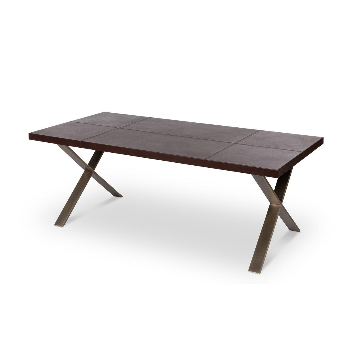 Rhodes Leather and Brass Dining Table style shot 1