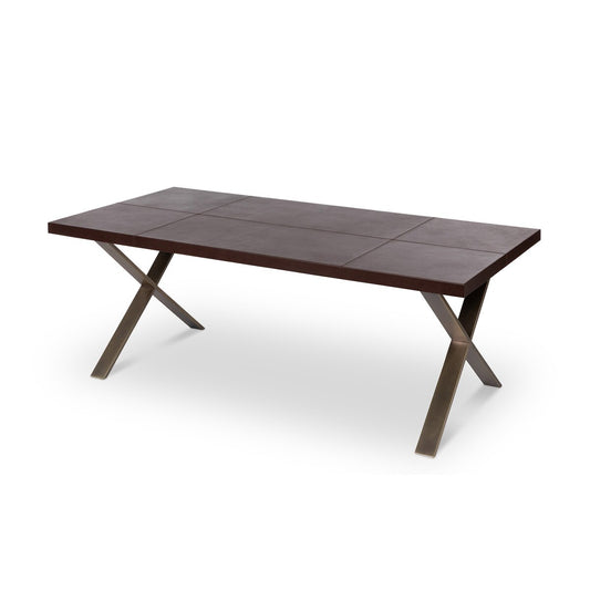 Rhodes Leather and Brass Dining Table style shot 1
