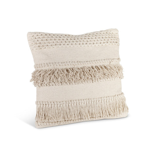 Cotton Woven Fringe Square Pillow style shot 1