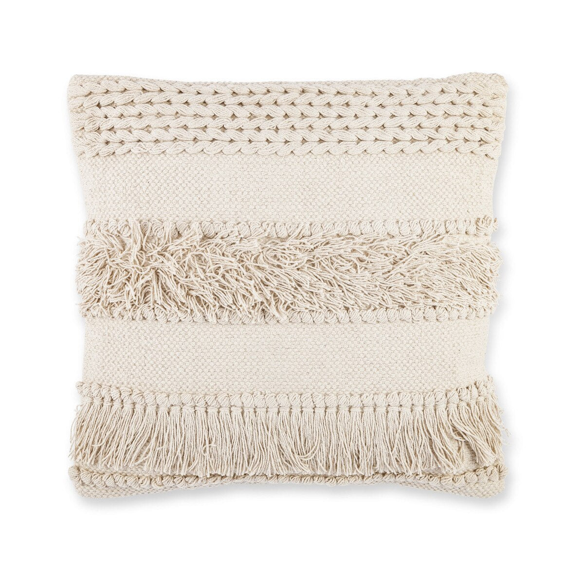Cotton Woven Fringe Square Pillow style shot 2