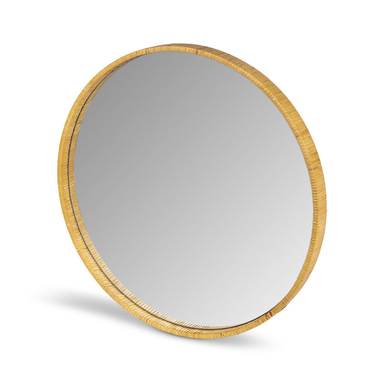 Rattan Wrapped Wood Mirror, 24" style shot 2