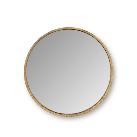 Rattan Wrapped Wood Mirror, 20" style shot 1