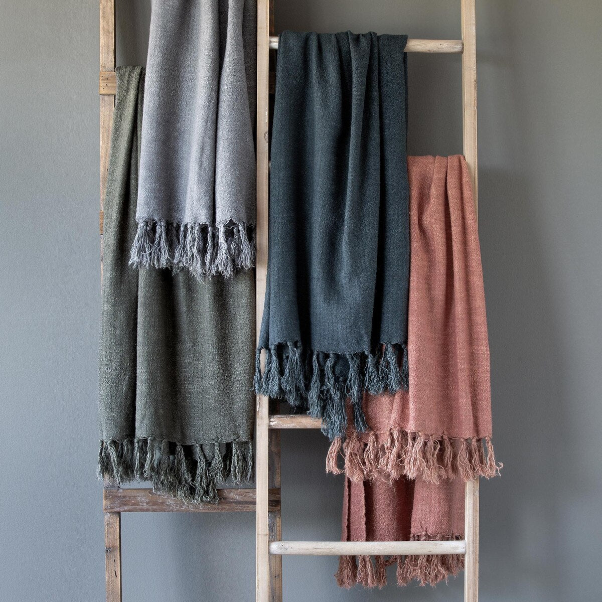 Washed Linen Throw, Indigo style shot 2