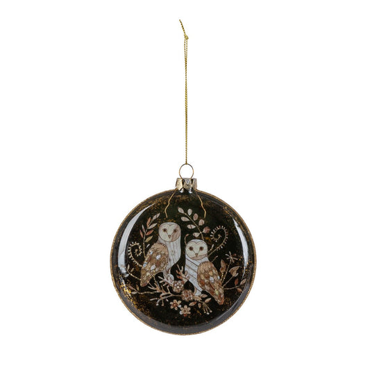 Snow Owl Disc Ornament style shot 1