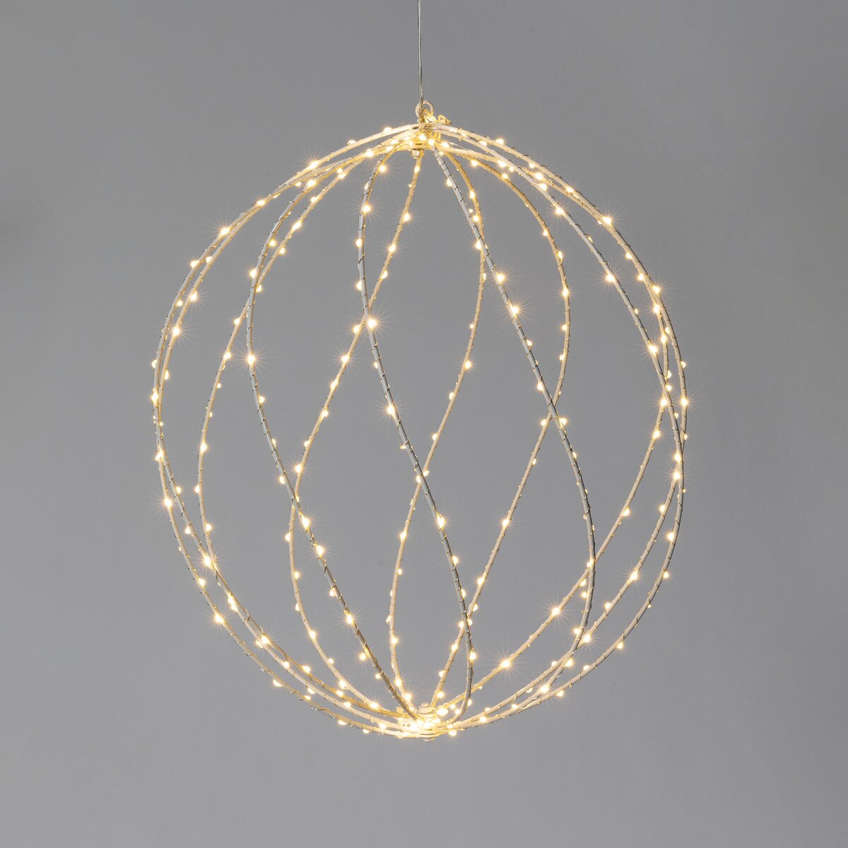 Twinkle Lit Sphere, White, Large style shot 1