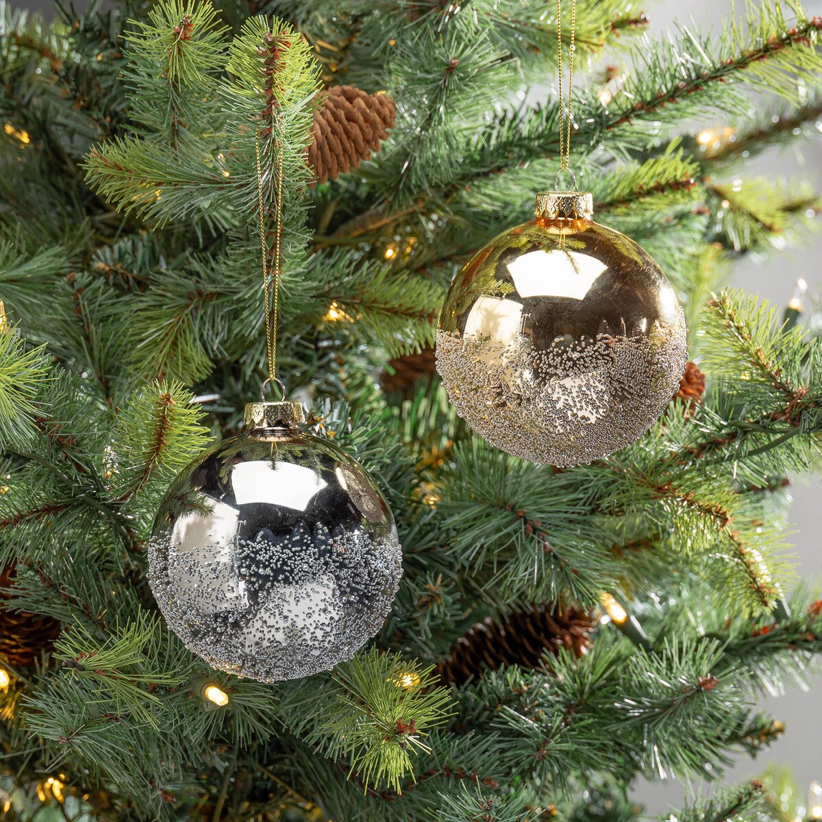 Gold and Silver Beaded Ornament, 2 Assorted Styles style shot 2