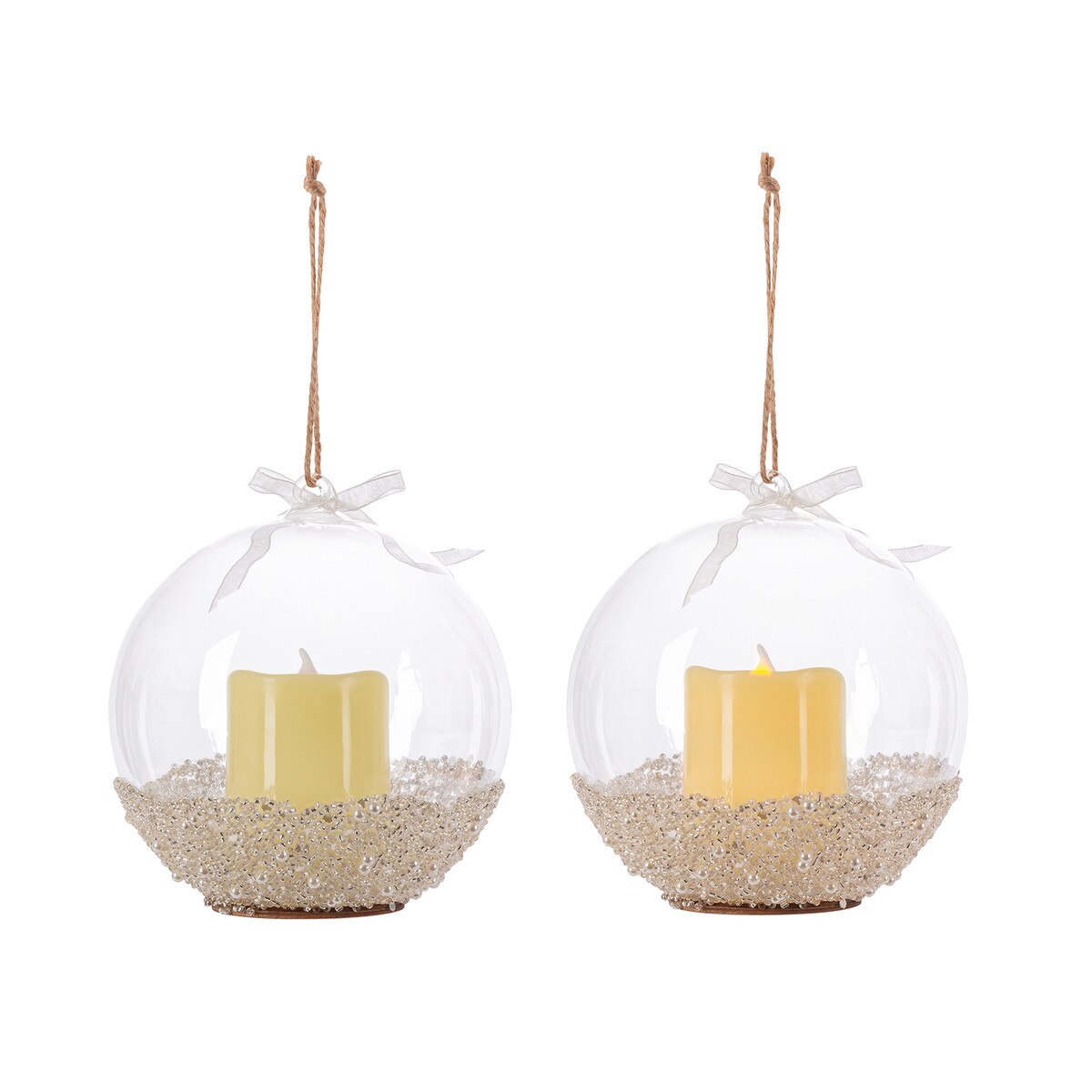 Lit Glass Ornament with Candle, Set of 2 style shot 2