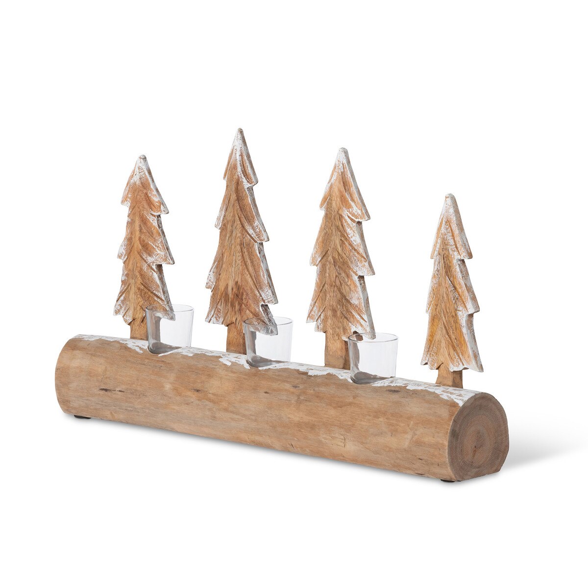 Carved Wood Fir Forest Votive Holder style shot 1