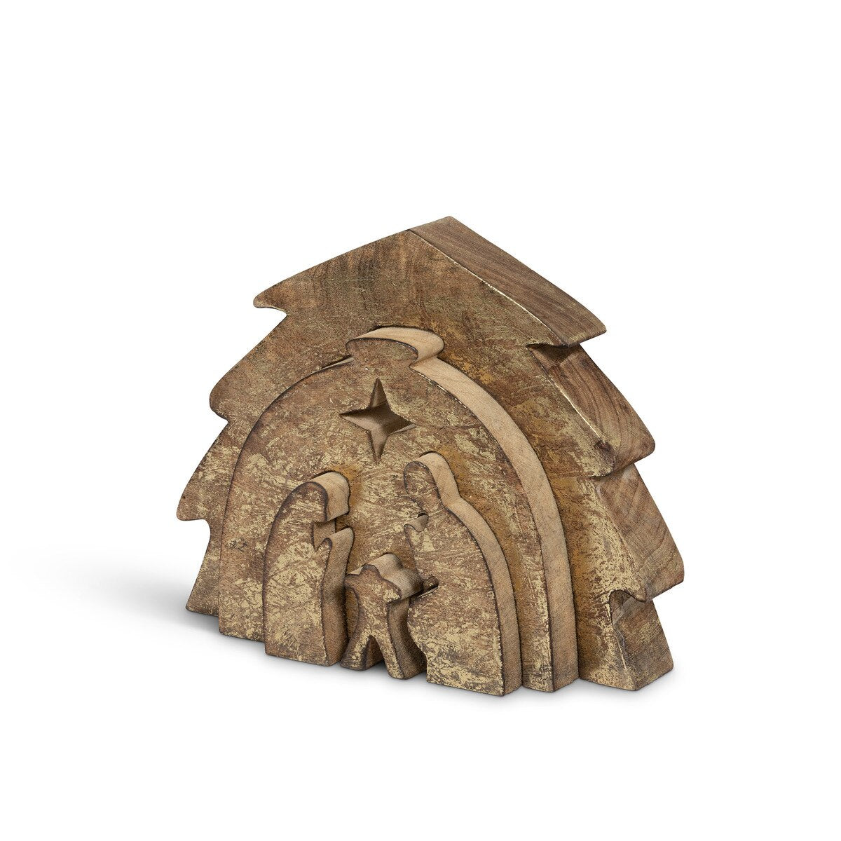 Gilded Wooden Nativity Puzzle Set, Set of 5 style shot 2