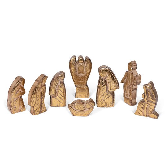 Gilded Wood Carved Nativity Set, Set of 8 style shot 1