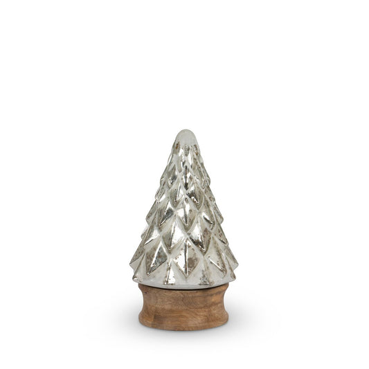 Whitewash Silver Mercury Glass Tabletop Tree, 10" style shot 1