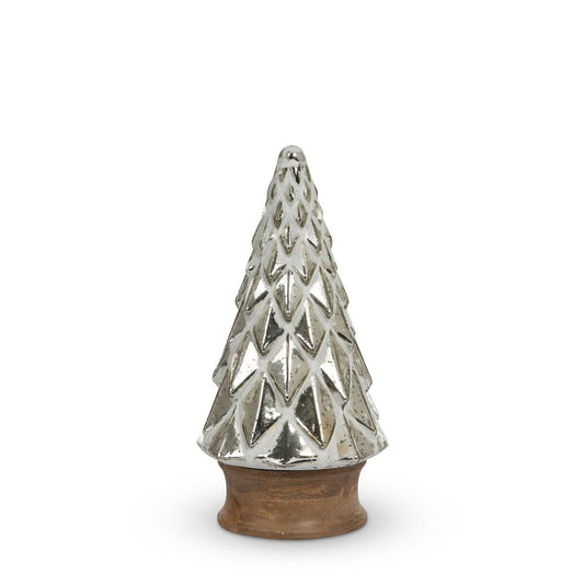 Whitewash Silver Mercury Glass Tabletop Tree, 13" style shot 1