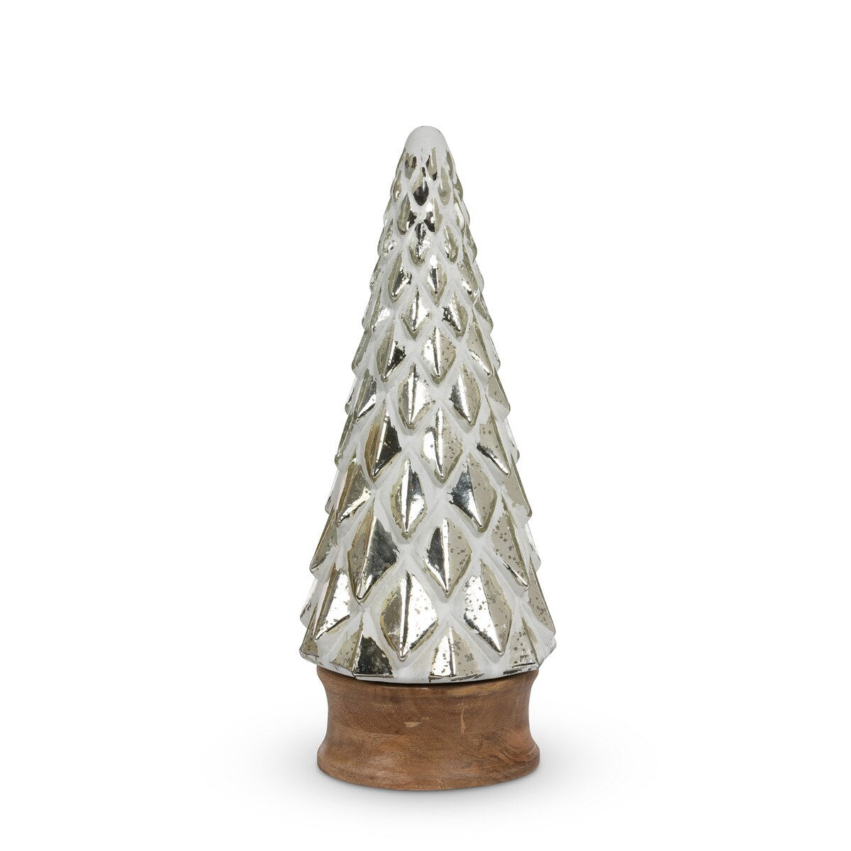 Whitewash Silver Mercury Glass Tabletop Tree, 16" style shot 1