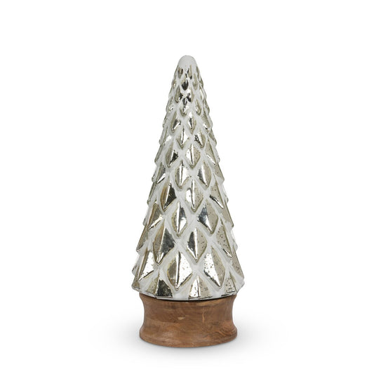 Whitewash Silver Mercury Glass Tabletop Tree, 16" style shot 1