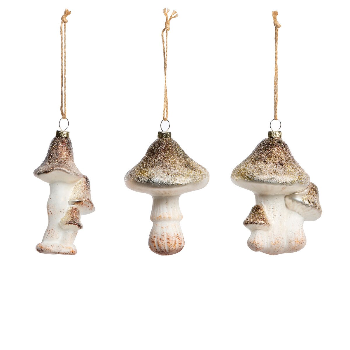 Glass Iced Mushroom Ornament, 3 Assorted Styles style shot 1