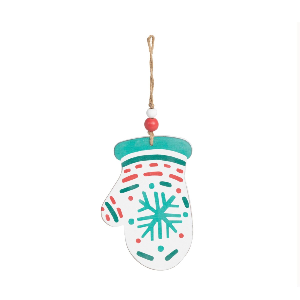 Nordic Pattern Wood Mitten Ornament style shot 2