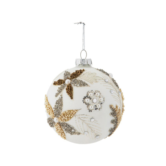 Pearl and Feather Pattern Glass Ball Ornament style shot 1