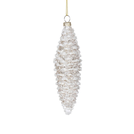 Frosted Pinnacle Pine Cone Glass Ornament, Small style shot 1