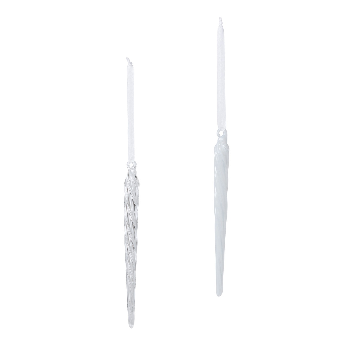 Blown Glass Clear/Frost Icicles, 7", 2 Assorted Styles style shot 1