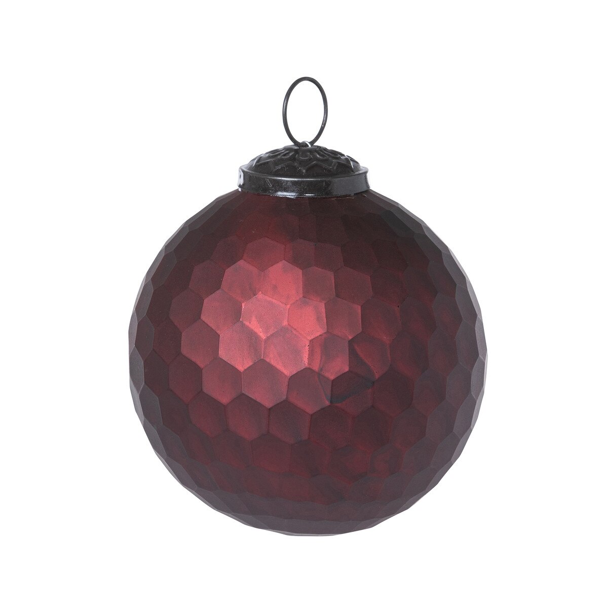 Honeycomb Pattern Glass Ball Ornament,  Burgundy style shot 1