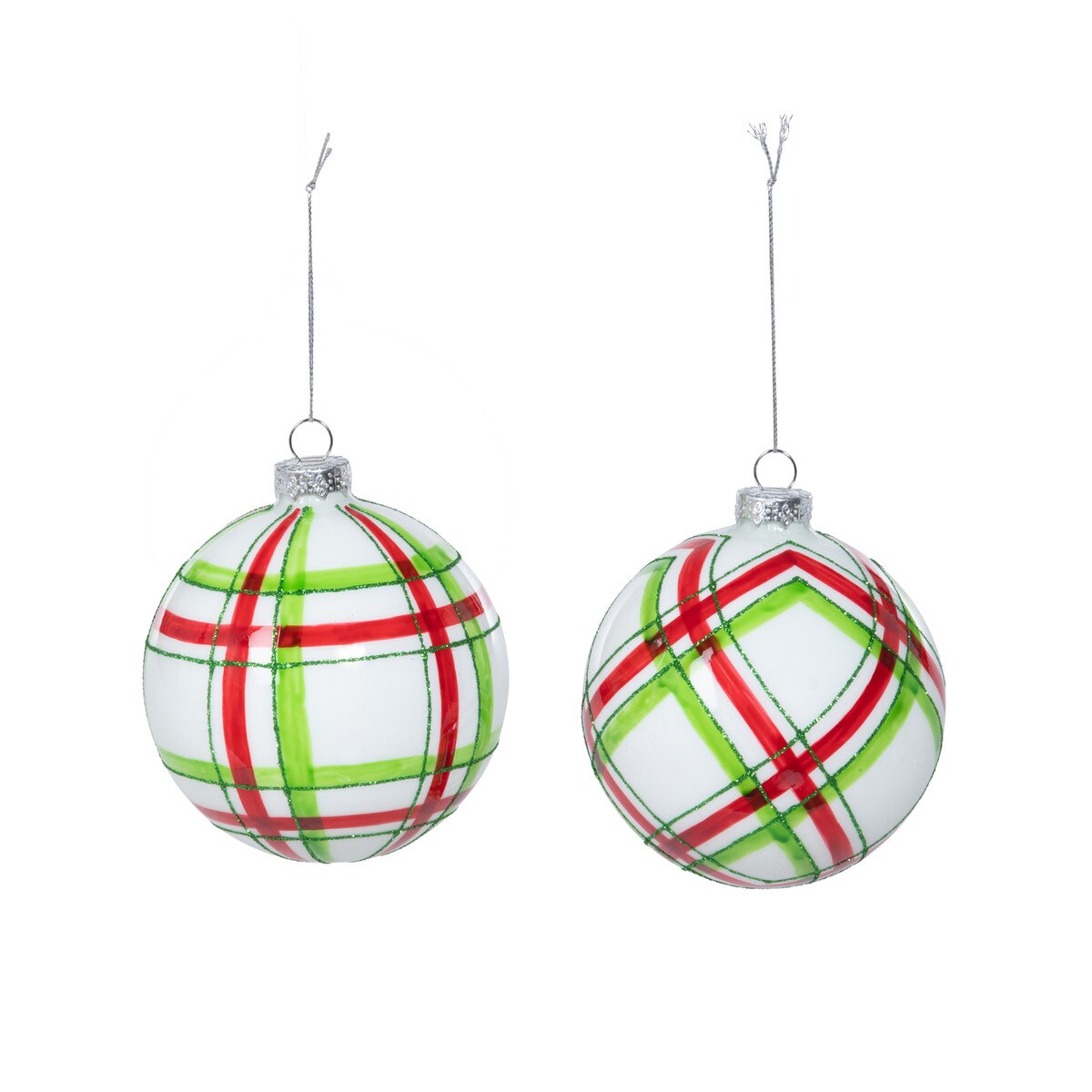 Glenn Plaid Handpainted Glass Ball Ornament, 2 Assorted Styles style shot 1