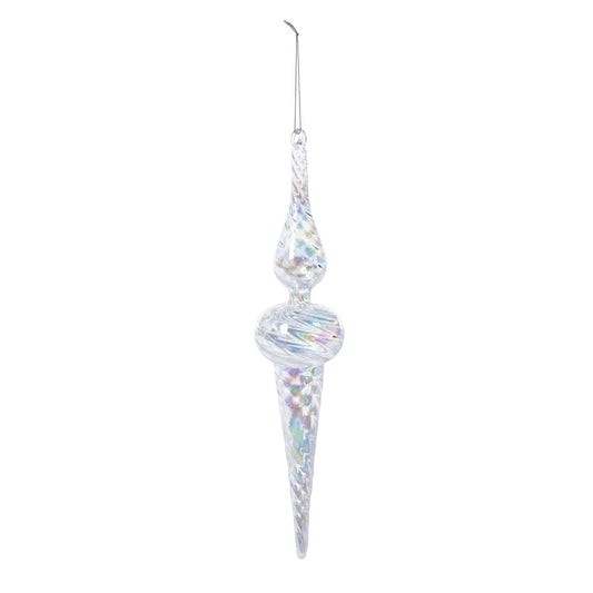 Icy Crystal Swirl Glass Finial Ornament, 13 in. style shot 1