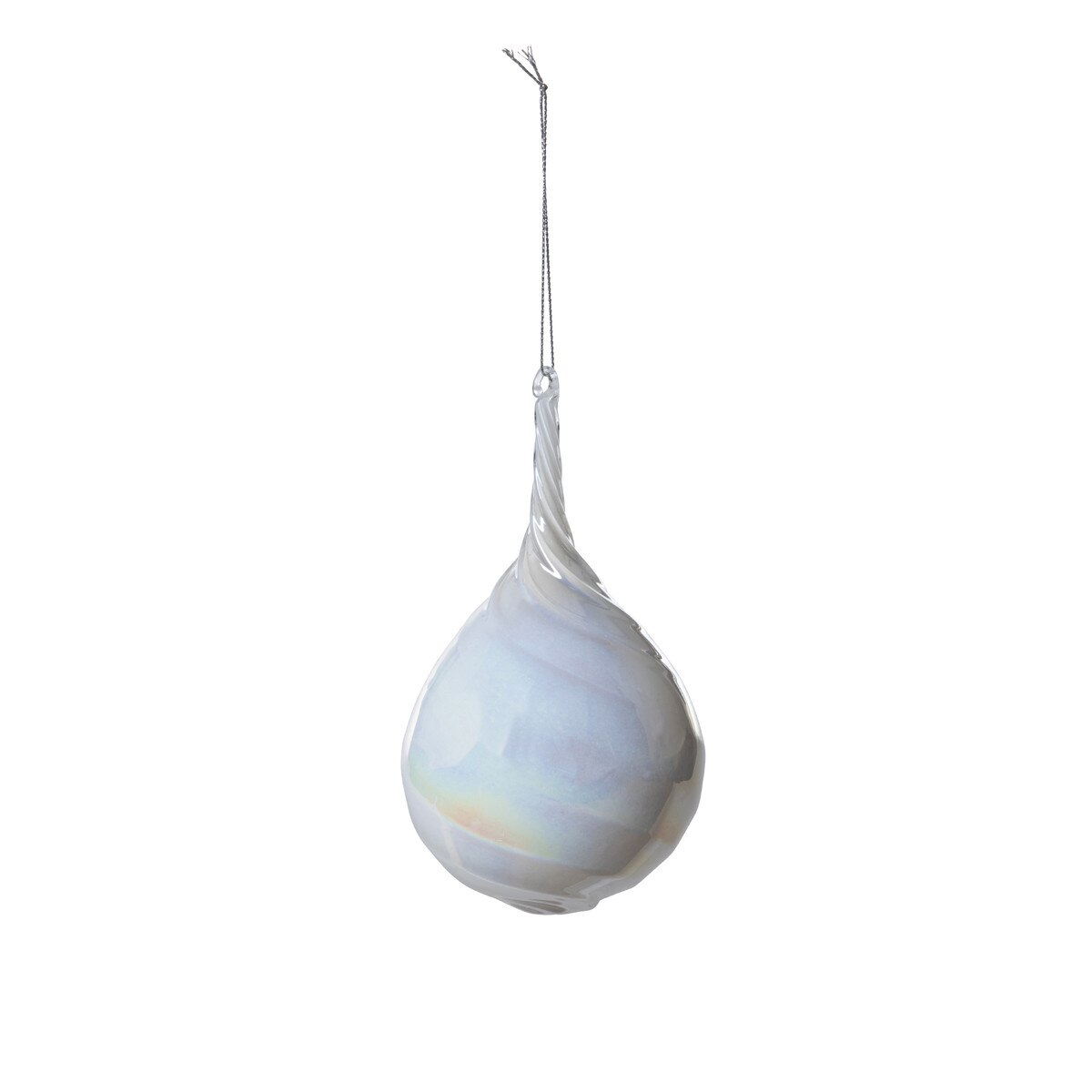 Frosty Pearl Teardrop Glass Ornament style shot 1