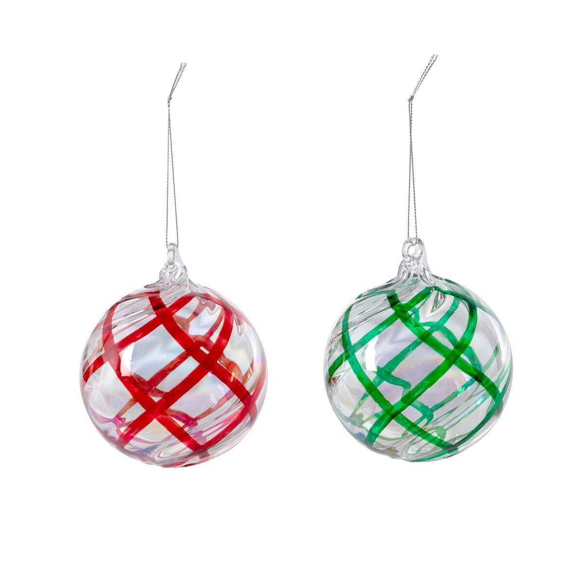 Hand Painted Stripe Glass Ball Ornament, 2 Assorted Styles style shot 1