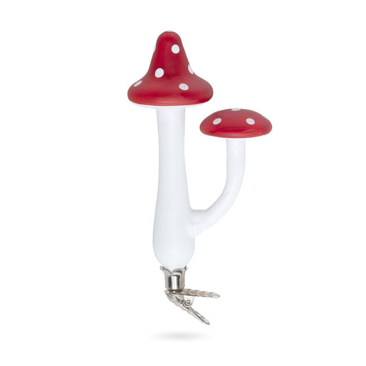 Double Cap Polka Dot Mushroom Clip on Ornament style shot 1