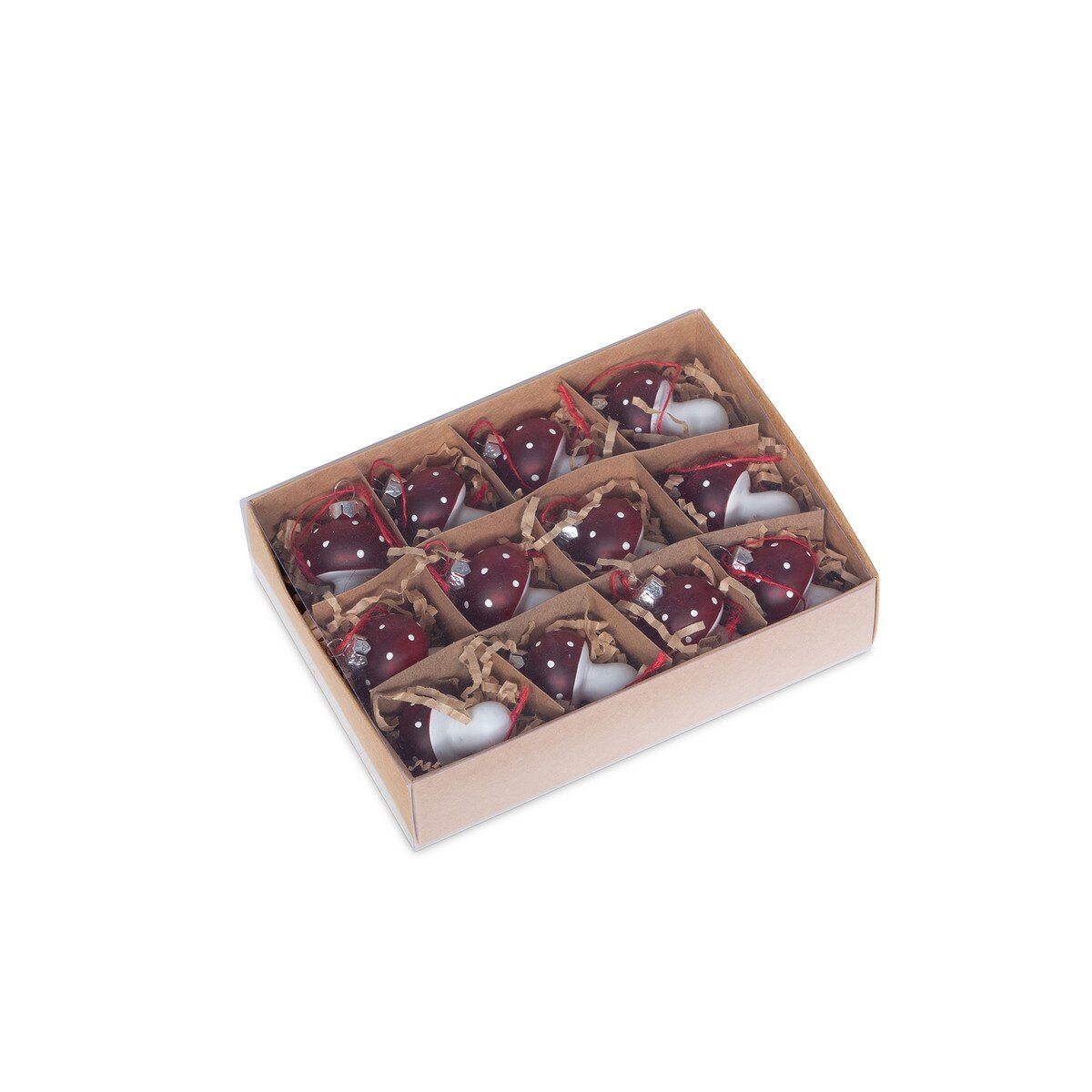 Polka Dot Mini Mushroom Glass Ornaments, Boxed Set of 12 style shot 2